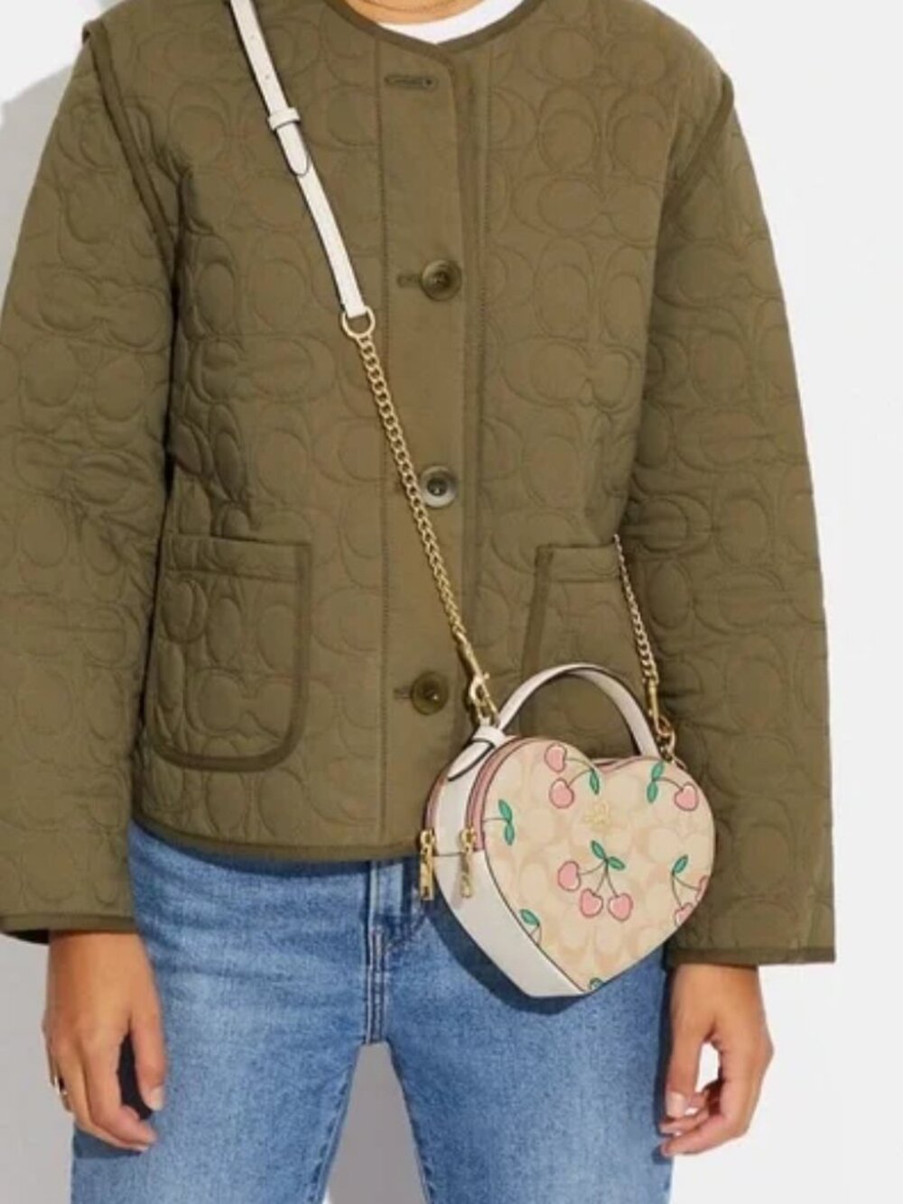 Coach Heart Crossbody Bag In Signature Canvas With Heart Cherry Print